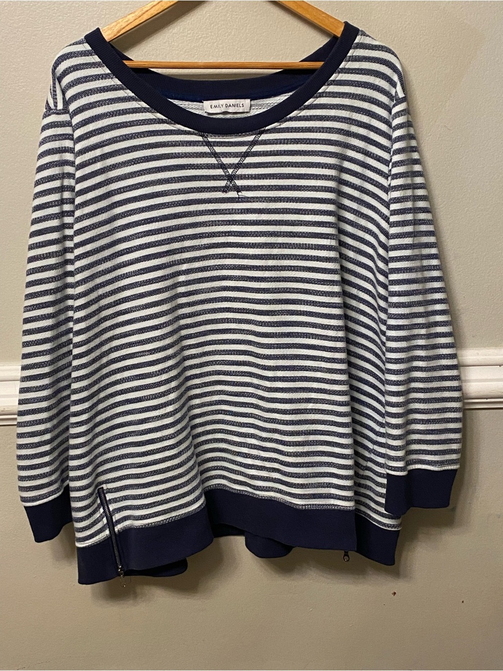 Emily Daniels Navy & White Striped Crewneck Sweater
